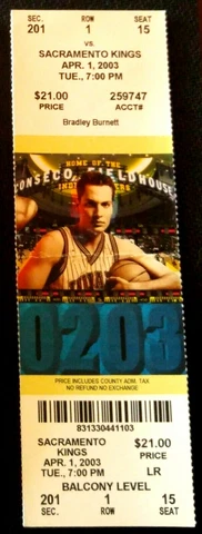 BEAUTIFUL INDIANA PACERS 2002-03 TICKET STUB v SACRAMENTO KINGS - JEFF FOSTER Cover