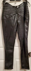 Heiress Beverly Hills Pants Womens LARGE Black Vegan Leather Butterly Waist - Picture 1 of 3