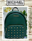 NWT Michael Kors ERIN Medium Studs Backpack Shoulder Bag In RACING GREEN Leather
