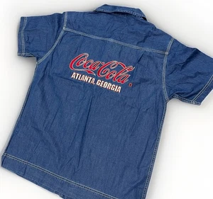 90's Denim Coca Cola Coke Atlanta Georgia USA Workwear Embroidered Shirt BNWT - Picture 1 of 7
