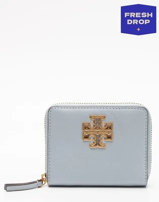 PVP 225 € TORY BURCH Cartera de Cuero Doble Pliegue Logo Cierre de Cremallera Foto 1 de 4