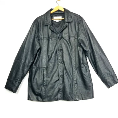 Chaqueta De Colección Wilsons Cuero M. Julian Talla M Negra Botones Delanteros Falta Forro Foto 1 de 4