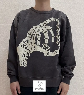 GOTOFREE SAINT CREW NECK HOODIE SWT YOUTH SWEATSHIRT DISTRESSED PULLOVER JUMPER - Image 1 of 4