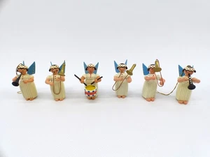 6 ángeles margaritas con instrumento música ángeles arte popular Erzgebirge - Imagen 1 de 13