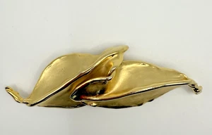 Vintage A Cooper  Belt Buckle Leaf Leaves Womens Two Piece Gold Tone Clasp Large - Picture 1 of 16