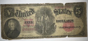 1907 $5 Woodchopper Legal Tender - Large Sized US Note - Picture 1 of 3