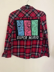 Super Mario Brothers Mujer Franela Camisa Reciclada Parche Trasero Personalizado Talla S - Imagen 1 de 3