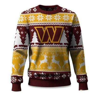 2025 Christmas Commanders Reindeer Football Ugly Sweater - Christmas Gift - Image 1 of 4