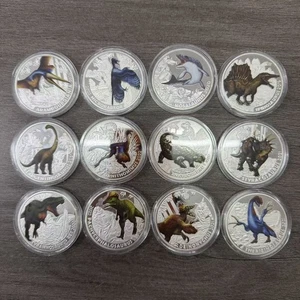 12Pcs Dinosaur challenge Coins Set Colorized Dinosaurs Commemorative Medals - Picture 1 of 13