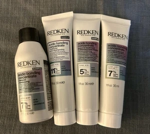 4PC Redken Acidic Bonding Concentrate Shampoo Conditioner Leave In & 24/7 Serum - Picture 1 of 2