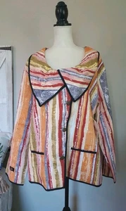 Avani Woman's Plus Size 3x Lightweight Colorful Cotton Jacket - Picture 1 of 14