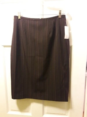 Larry Levine женщин размер 10 шоколад глициния заколка полоски юбка длина до колена новый с Ярлыками - Изображение 1 из 3