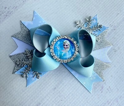 5” Frozen Hair Bow, Winter Hair Bow, Elsa Hair Bow - Image 1 of 2