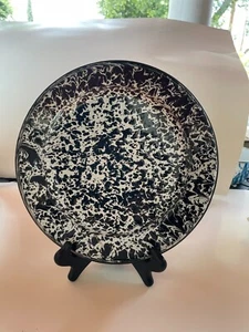 Antique Chrysolite Black White Swirl Graniteware Plate - Picture 1 of 3
