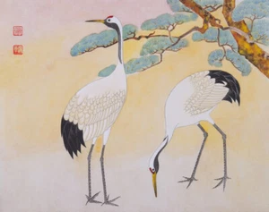 Obras de Arte Grulla Corona Roja Pintada a Mano Pintura China Tinta Acuarela - Imagen 1 de 5