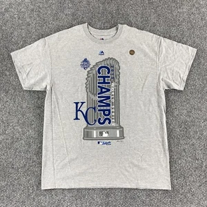 Majestic Mens MLB KC World Series Champs T Shirt Grey Size Large - Picture 1 of 8