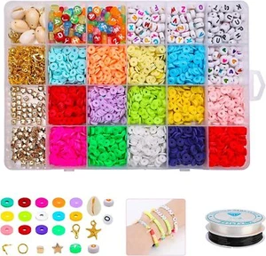 Full Kit Flat Polymer Clay Beads Spacer for DIY Bracelets Jewelry Making Finding - Picture 1 of 12