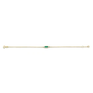 9K Yellow Gold Malachite Bracelet 17-19cm - Picture 1 of 1