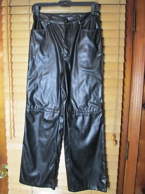 Shein Pants Regular Straight Women's Petite S Black Faux Leather Jean Lined - Image 1 of 4