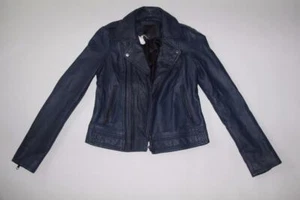 JOIE CALDINE SHORT LEATHER JACKET, Dark navy, Size S, MSRP $998 - Picture 1 of 7
