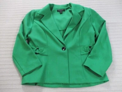 Perception Womens Coat 12P Petite Green Collared Long Sleeve Polyester - Image 1 of 4