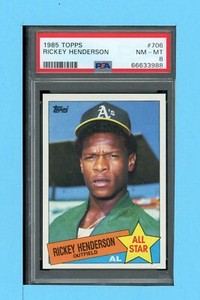 1985 TOPPS #706 RICKEY HENDERSON PSA 8