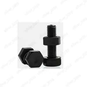 Black Nylon Hexagon Head Screws With Hex Nut Flat Washers M3 M4 M5 M6 M8 M10 M12 - Picture 1 of 5