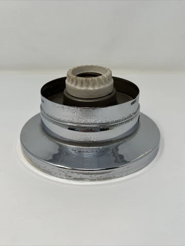 Vintage Ceiling Light Fixture Porcelain Socket Original Chrome Finish Cover