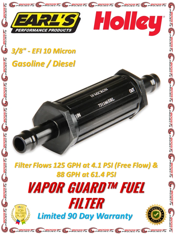 Earl's Vapor Guard Fuel Filter  3/8" EFI Pre-Filter 10 Micron 731166ERL - Image 1 of 4