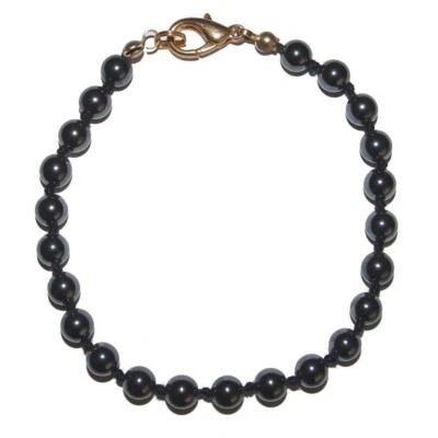 Hämatit Kugel Armband 6 mm mit goldfarbenem Karabiner Verschluss ca. 19 cm - Bild 1 von 2