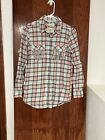Mudd Pastel Plaid Button Down Flannel Light Pink And Green Women’s Size Small