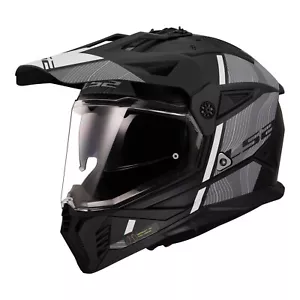 LS2 MX702 PIONEER II ADVENTURE MOTORCYCLE HELMET Hill Mat Black/Wht Size X-Large - Picture 1 of 4