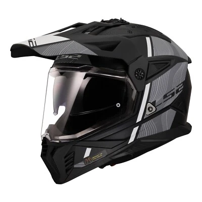 LS2 MX702 PIONEER II ADVENTURE MOTORCYCLE HELMET Hill Mat Black/Wht Size Medium - image 1 of 4