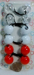 Red white clear elastic Scrunchies jumbo bead hair tie girl Ball Ponytail Holder - Picture 1 of 1