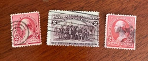 1890-1898 US gebrauchte 3 Briefmarken Columbian Exposition und Washington's - Bild 1 von 2
