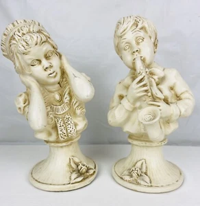 VTG Vaughn Kendrick Statues 9" Boy & Girl Noisy Sax 1971 Universal Statue Corp - Picture 1 of 10