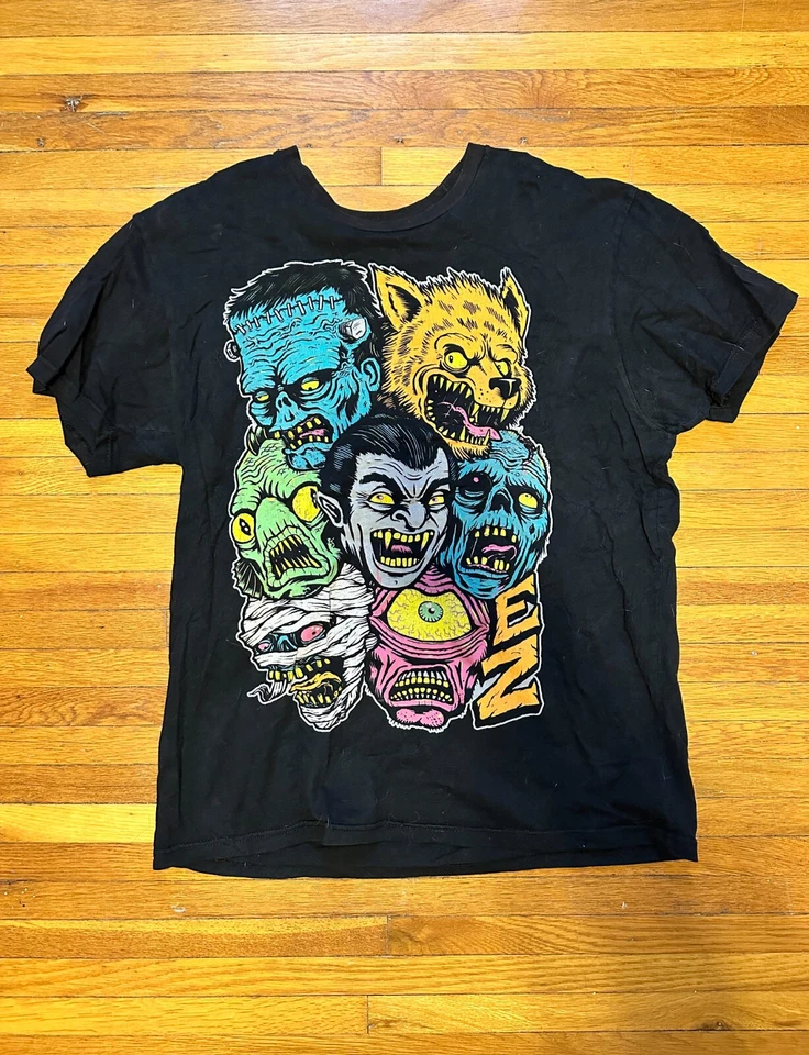 ELECTRIC ZOMBIE HORROR BADDIES T SHIRT CLASSIC HORROR OUT OF PRINT - Image 1 of 1