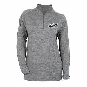 Zubaz NFL Football Women's Phildelphia Eagles Tonal Gray Quarter Zip Sweatshirt