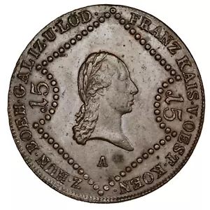 AUSTRIA Franz II 15 Kreuzer 1807 A - Imagen 1 de 2