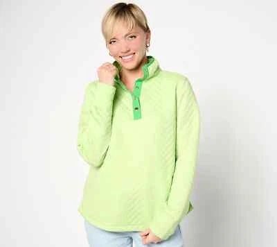 Jersey Isaac Mizrahi Clubhouse acolchado tejido de felpa medio cierre-verde-grande-a634845 Foto 1 de 2