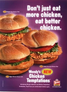2004 PRINT AD - WENDY'S FAST FOOD AD - WENDY'S CHICKEN TEMPTATIONS SANDWICH AD - Picture 1 of 1
