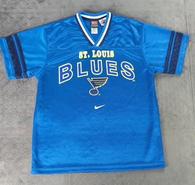 St Louis Blues Shirt Nike Center Swoosh Vintage Short Sleeve Boys Youth 12-14 - Image 1 of 4