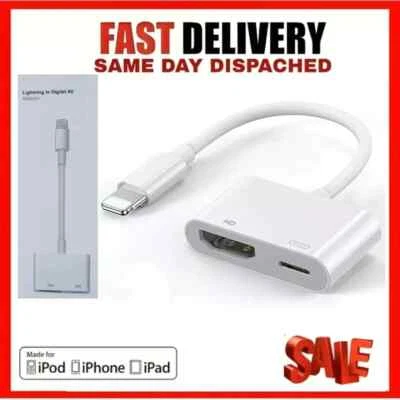 ORIGINALE APPLE LIGHTNING TO HDMI CAVO ADATTATORE TV AV DIGITALE PER IPAD IPHONE - Immagine 1 di 4