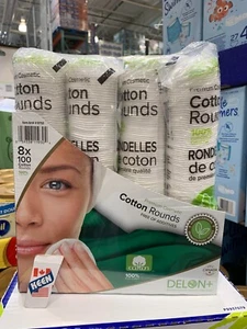 AiWaWa CA, DELON Premium Cosmetic Cotton Rounds 8x100 Count, Made in Canada - Bild 1 von 14
