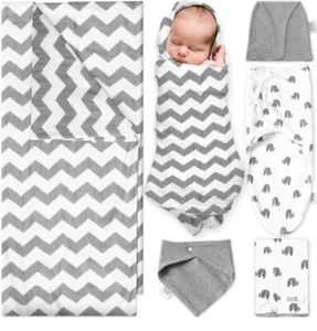 Ocean Drop 100% Cotton Baby Blankets Set - Baby Swaddle, Large Receiving Blanket - Picture 1 of 6