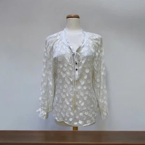 Camisa Aratta Silent Journey Talla S Blusa Mabel Marfil Cuentas Transparente Boho Costera - Imagen 1 de 12
