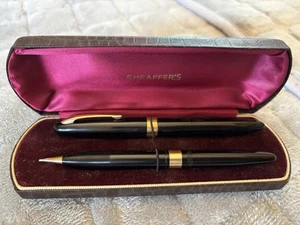 Vtg Sheaffer White Dot 14k Nib Fountain Pen & Mechanical Pencil Set 875 400 Case - Picture 1 of 16