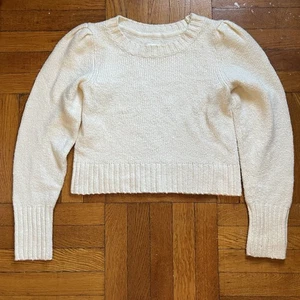 Anthropologie Maeve Puff Sleeve Super Soft Pullover Sweater Ivory S Romantic - Picture 1 of 8