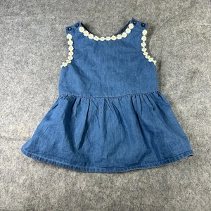 Mini Boden Top Mädchen 6/7 Chambray ärmellos gekreuzter Rücken Blumen - Bild 1 von 8