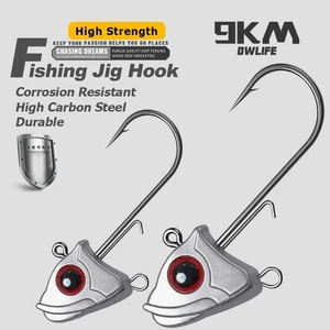 9KM Jig Head Hook 15pcs Jig Hook with Red Eyes Heads Bass Hooks For Soft Lure - Picture 1 of 11